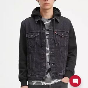 Levis hood trucker jacket black